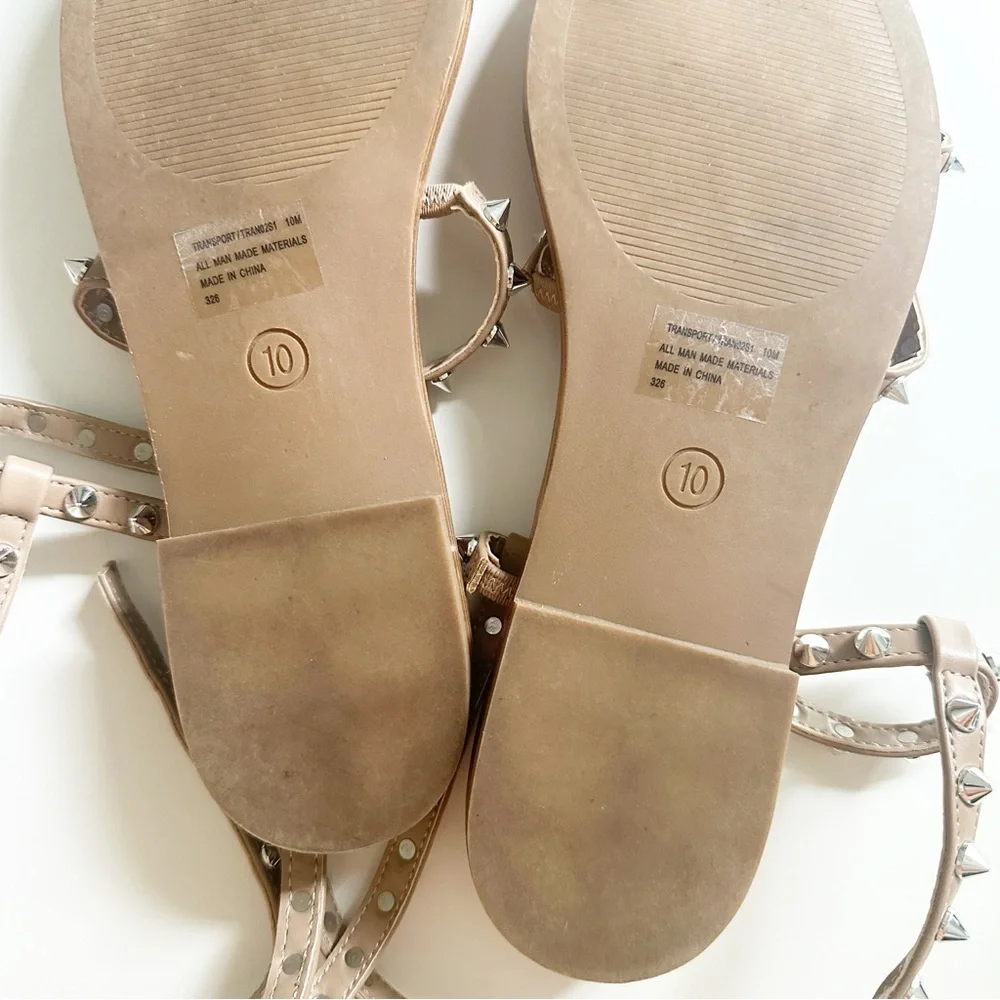 Steve Madden Transport Studded Strappy Gladiator Sandal Tan 10